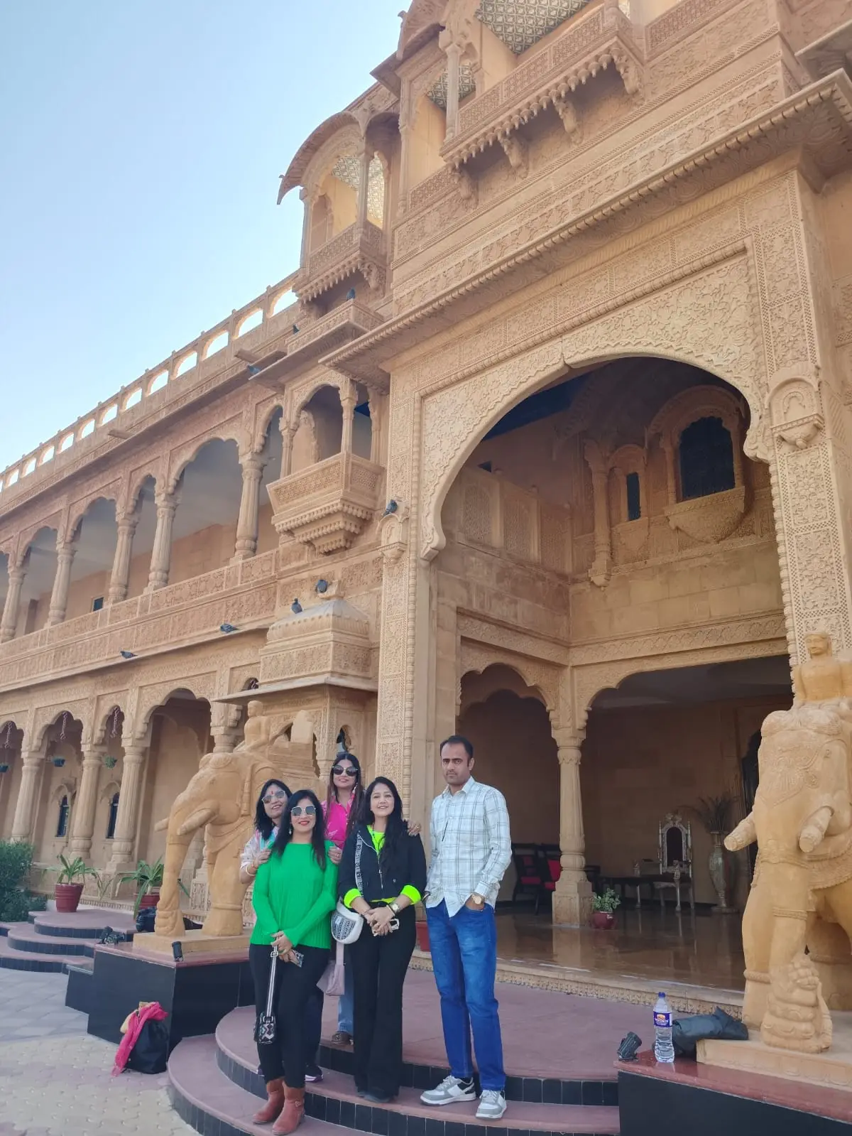 Family visiting a heritage palace in Jaisalmer