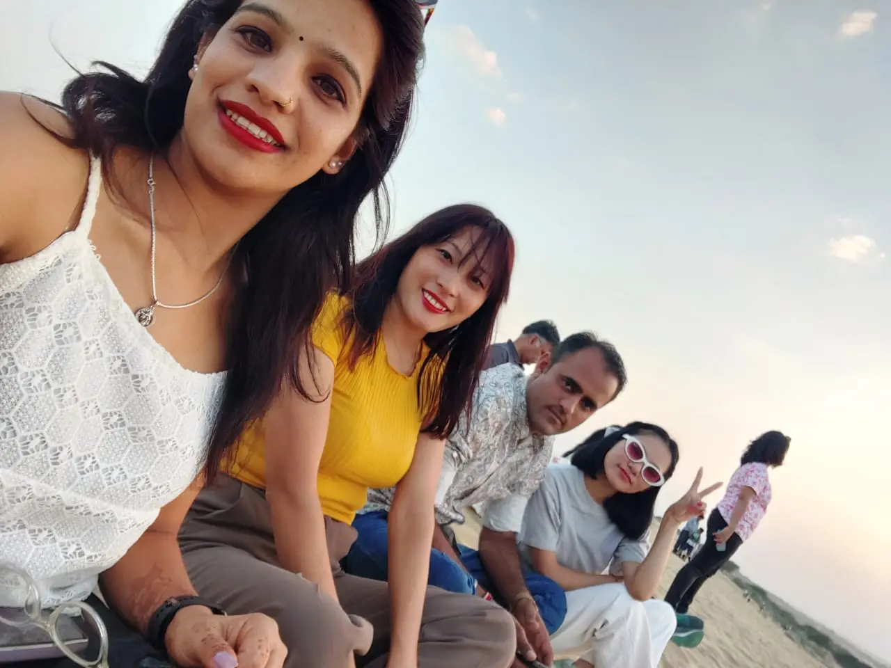 Group of friends taking a selfie in the desert