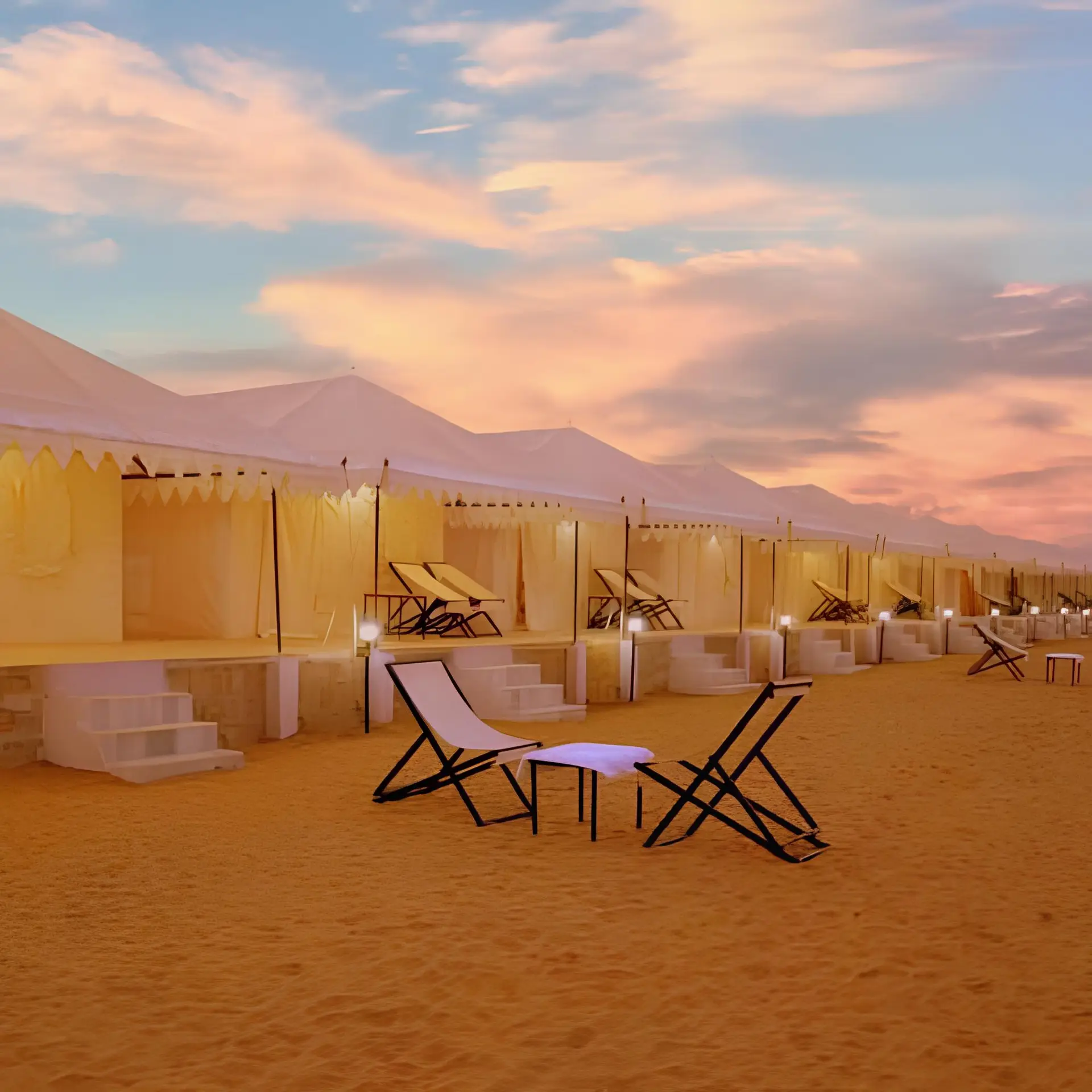 Swiss tents at a desert camp