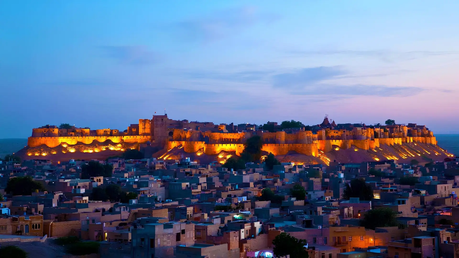Jaisalmer Fort glowing at dusk