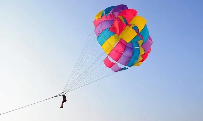 Parasailing high above the desert